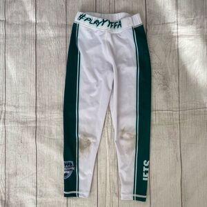 New York Jets youth boys S athletic compression leggings white/green